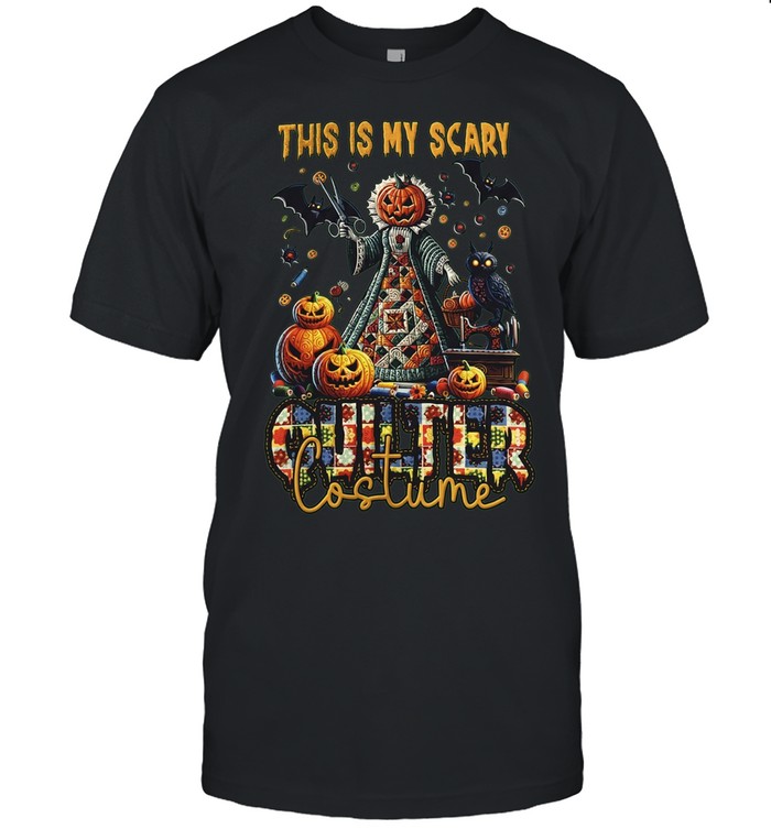 Halloween This IS MY Scary Quilter Costume Pumpkin Head Patchwork Dress Sewing Machine Unisex T-Shirt