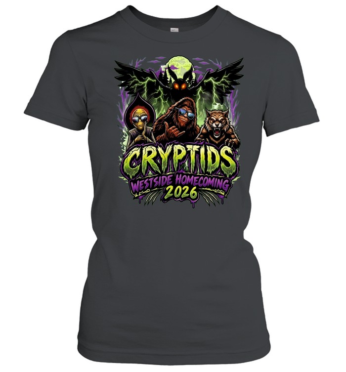 Homecoming Cryptids Westside 2026 Alien Bigfoot Werewolf Mothman Lightning Moon Women T-Shirt
