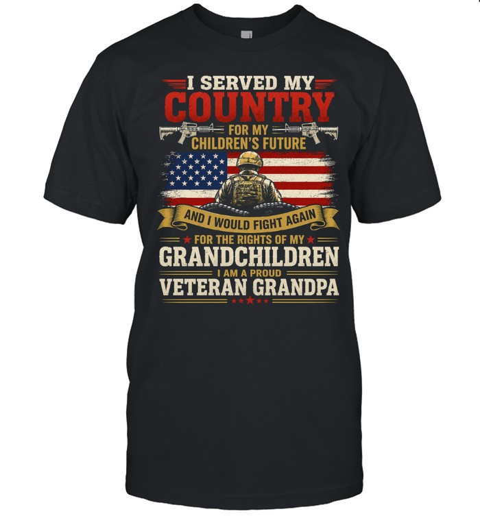 I Am A Proud Veteran Grandpa Patriotic US Flag Military Soldier Graphic Unisex T-Shirt