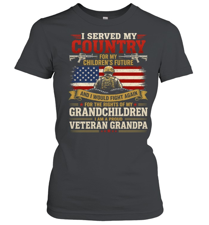 I Am A Proud Veteran Grandpa Patriotic US Flag Military Soldier Graphic Women T-Shirt