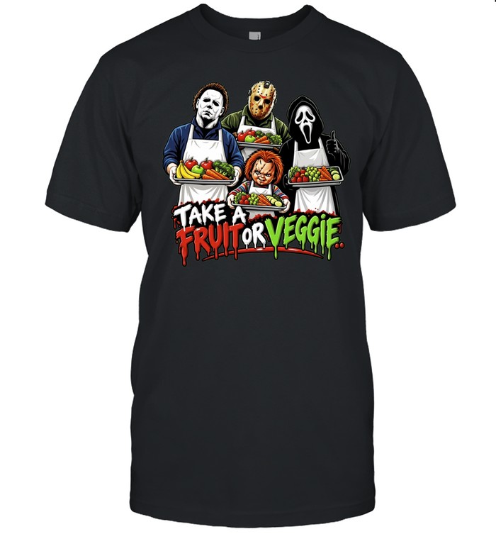 ichael Myers Jason Voorhees Ghostface Chucky Horror Movie take a fruit or veggie Unisex T-Shirt