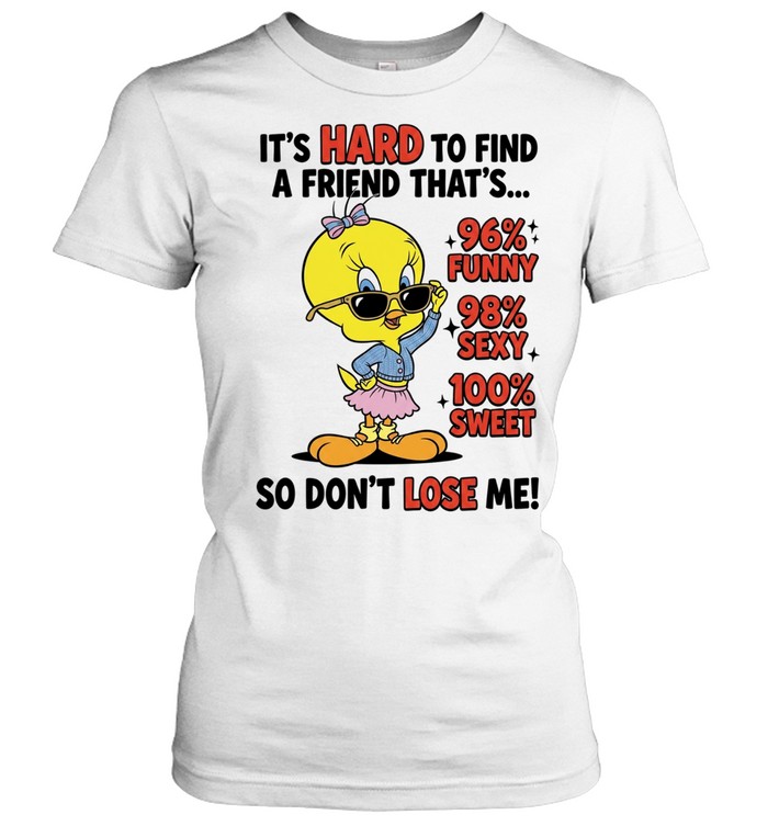 It's Hard To Find A Friend Funny Cute Yellow Bird Sunglasses Graphic Women T-Shirt