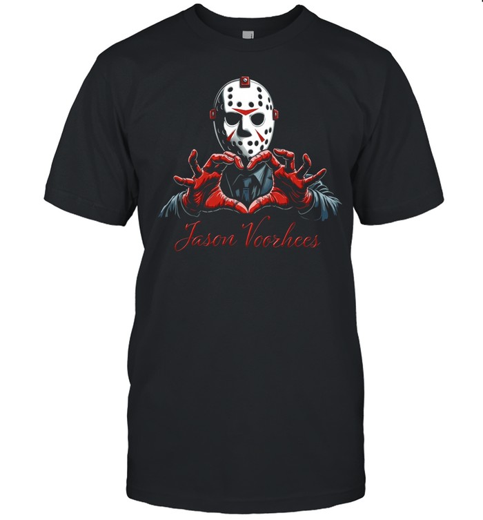 Jason Voorhees Friday the 13th horror character making heart hands sign Unisex T-Shirt