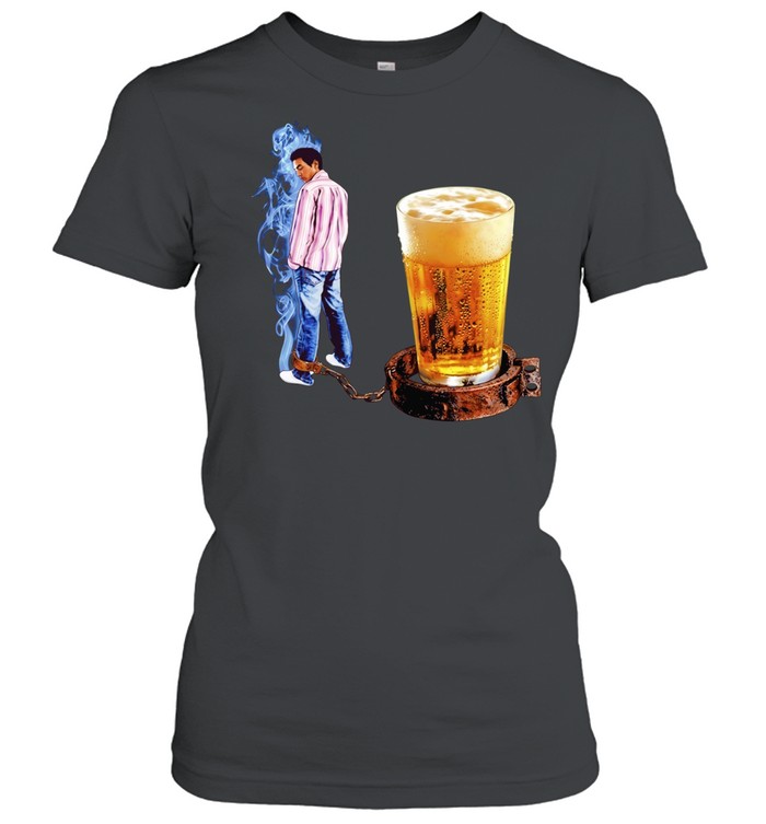 Man Chained to a Glass of Beer alcoholism meme Women T-Shirt