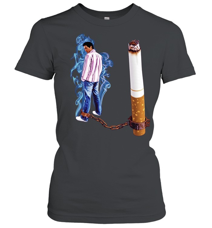 Man Chained to Cigarette smoking addiction meme Women T-Shirt