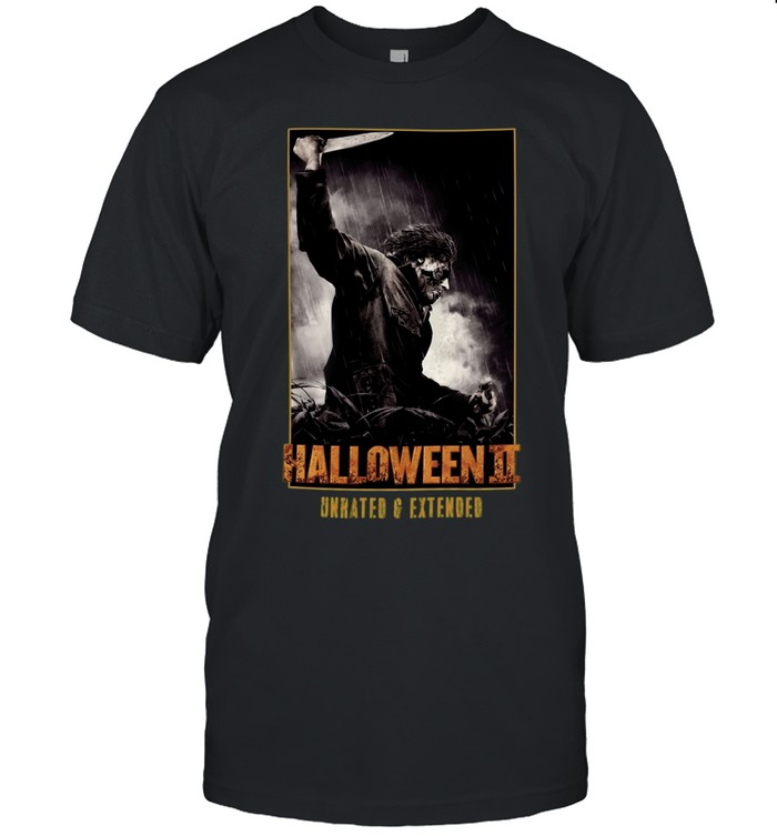 Michael Myers Halloween Holiday Unrated and Extended Man Holding Knife Rain Grass Unisex T-Shirt