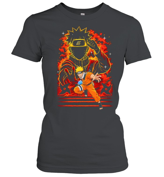 Naruto Uzumaki Anime Silhouette And Action Pose Ninja Women T-Shirt