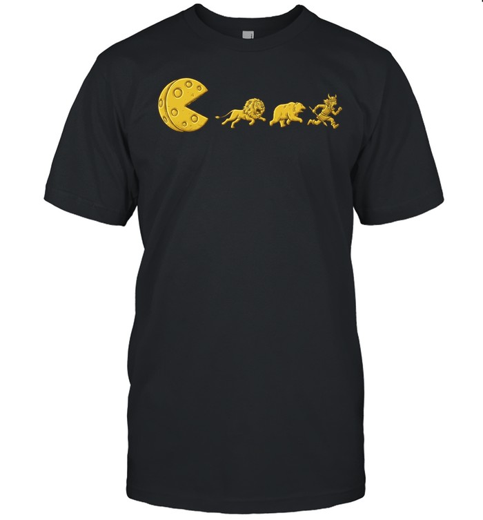 Pac-Man lion bear viking chasing cheese reference parody Unisex T-Shirt