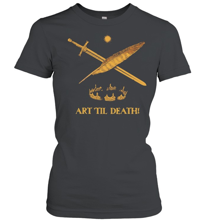 Quill sword and broken crown art til death vintage Women T-Shirt