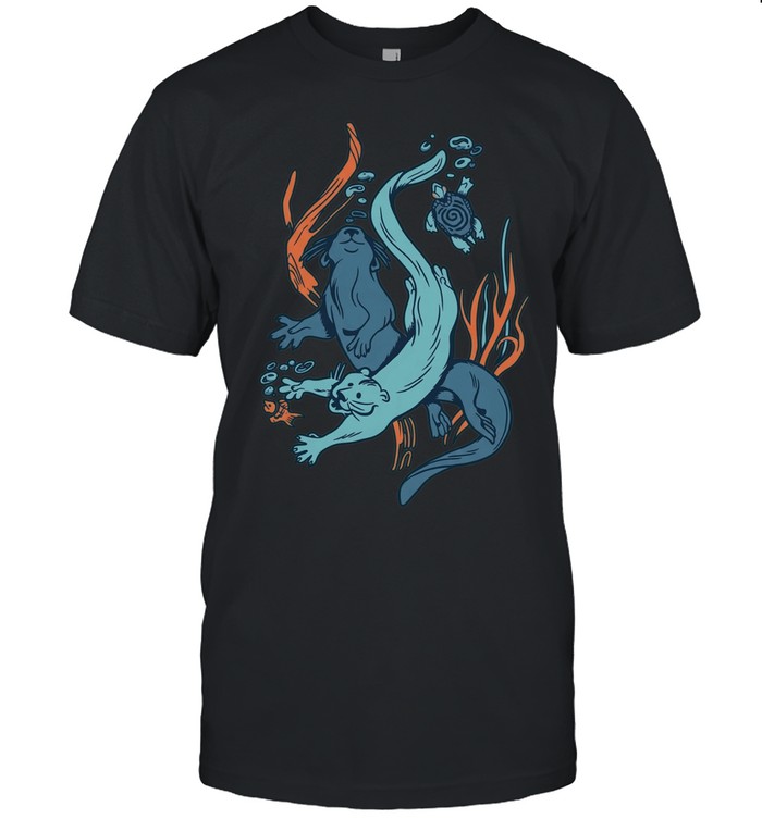 Two Otters Swimming Underwater Turtle Unisex T-Shirt