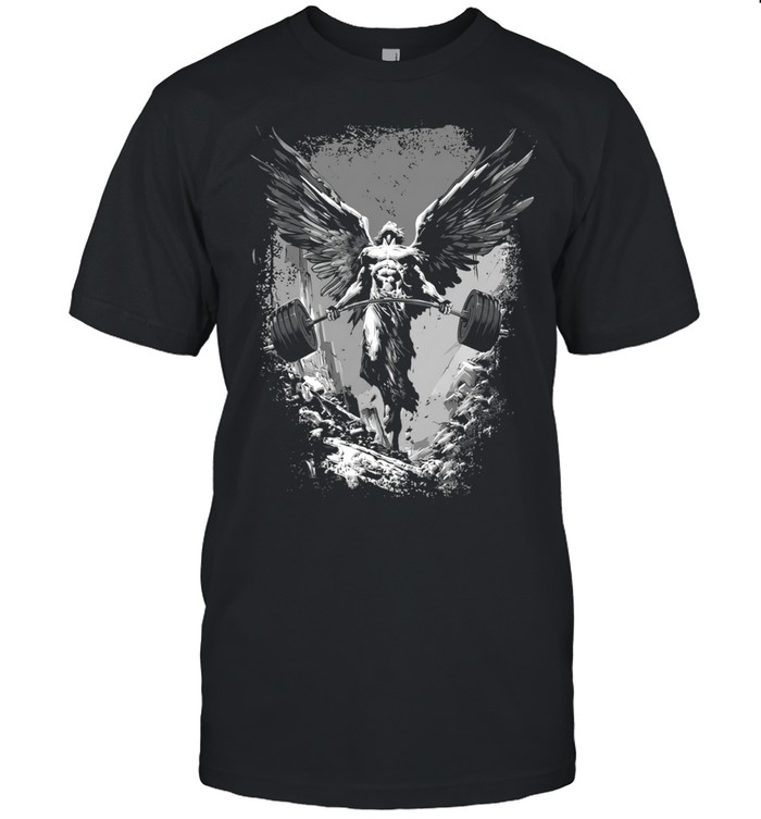 Winged Angel lifting Heavy Barbell weights workout training fitness bodybuilding Unisex T-Shirt