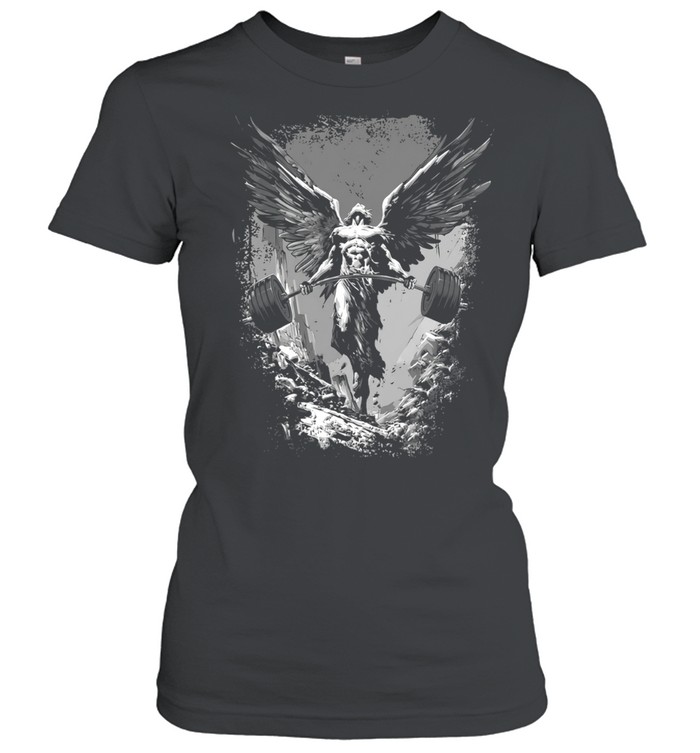 Winged Angel lifting Heavy Barbell weights workout training fitness bodybuilding Women T-Shirt