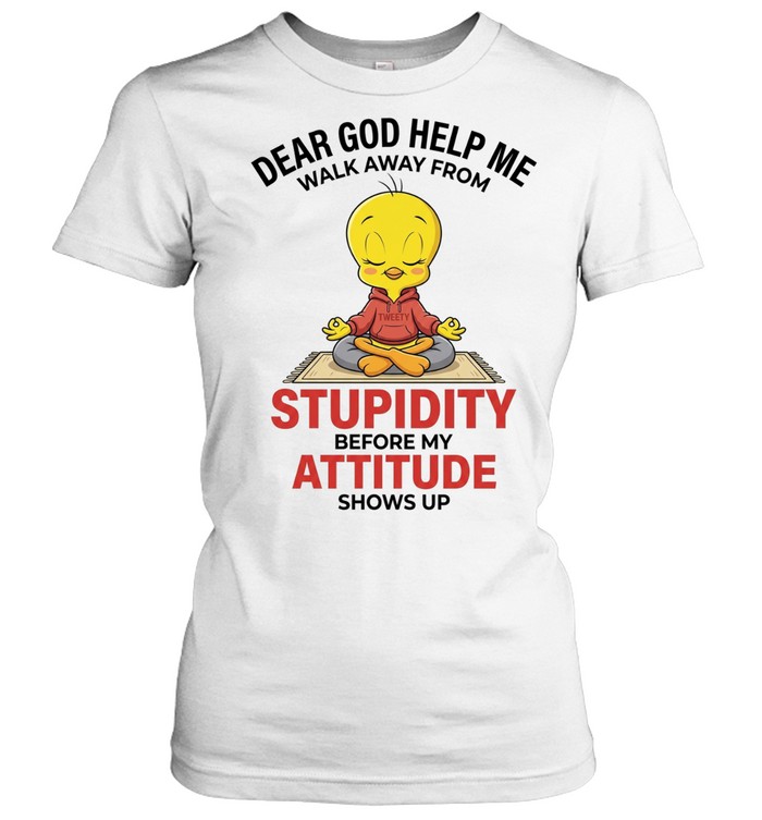 Dear God Help Me Walk Away From Stupidity Funny Women T-Shirt